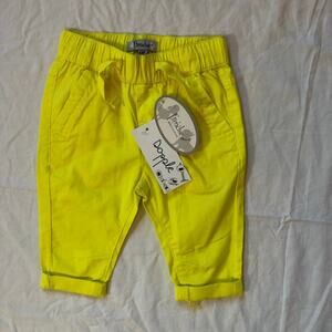 Frenchie Mini Couture NWT Baby Neon Yellow Elastic Waist Pants - Size 6 Months